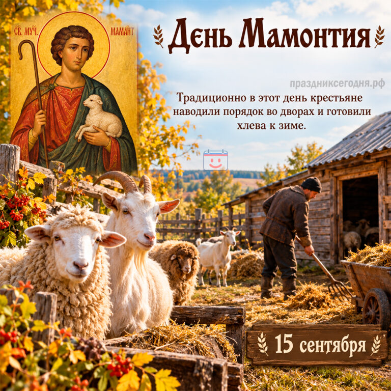Открытка ко дню Мамонтия 15 сентября