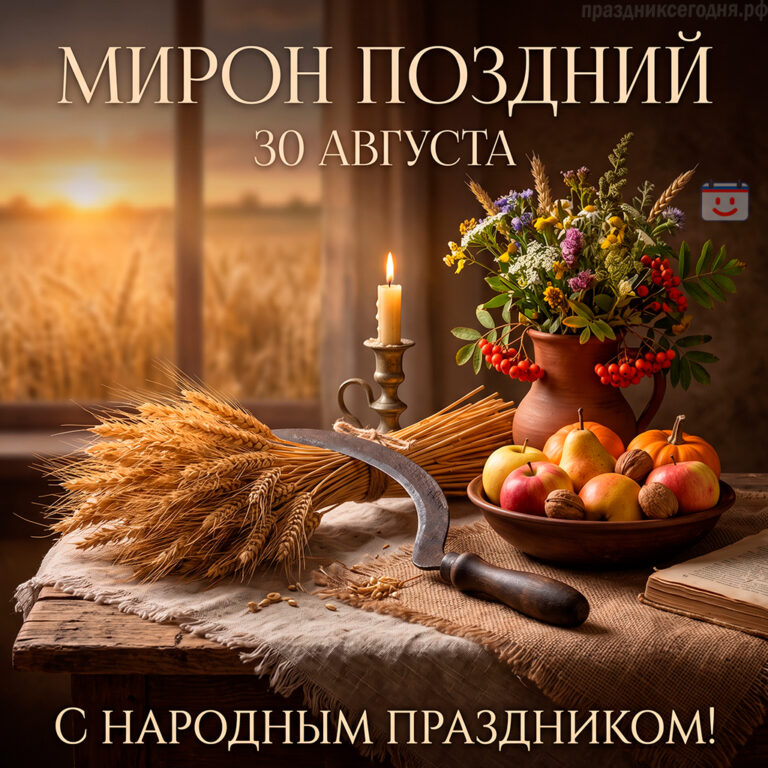 Открытка ко дню Мирона (Вдовьи помочи) 30 августа