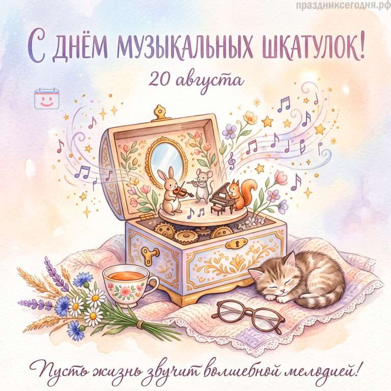 Открытка ко дню музыкальных шкатулок 20 августа