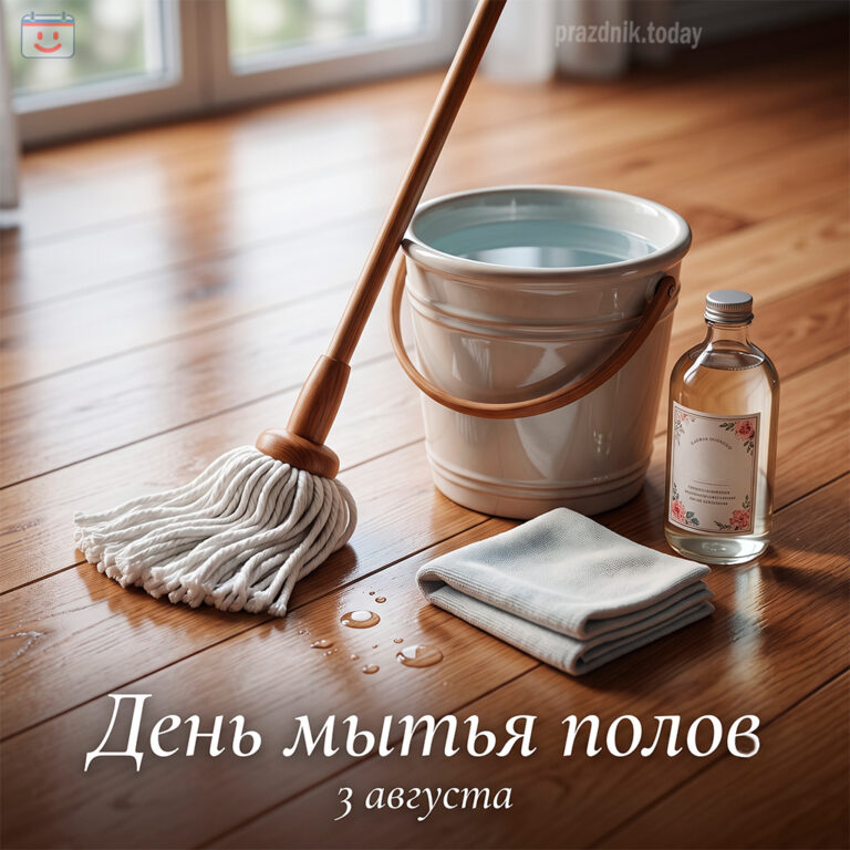 Открытка ко дню мытья полов 3 августа