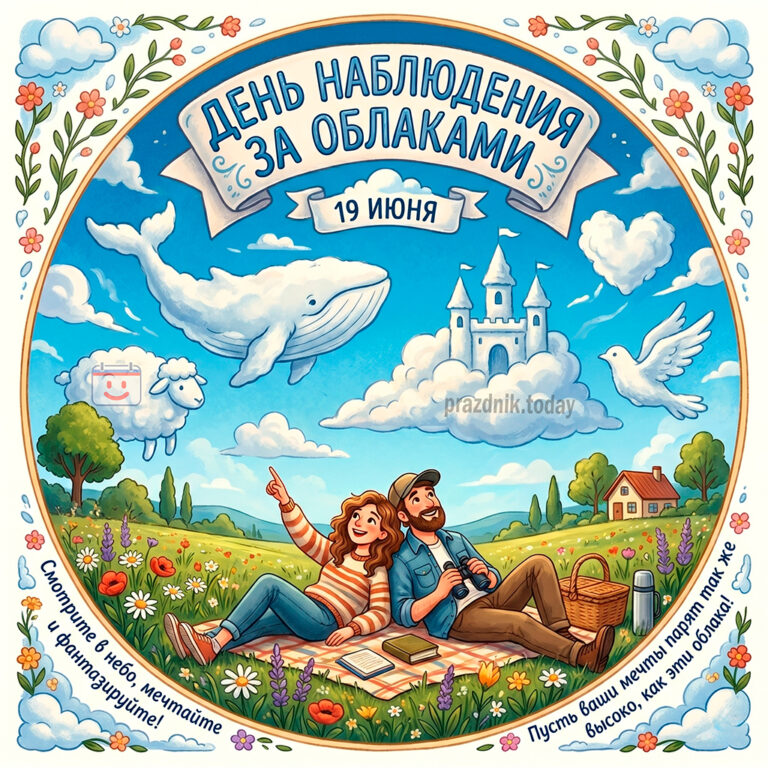Открытка ко дню наблюдения за облаками 19 июня