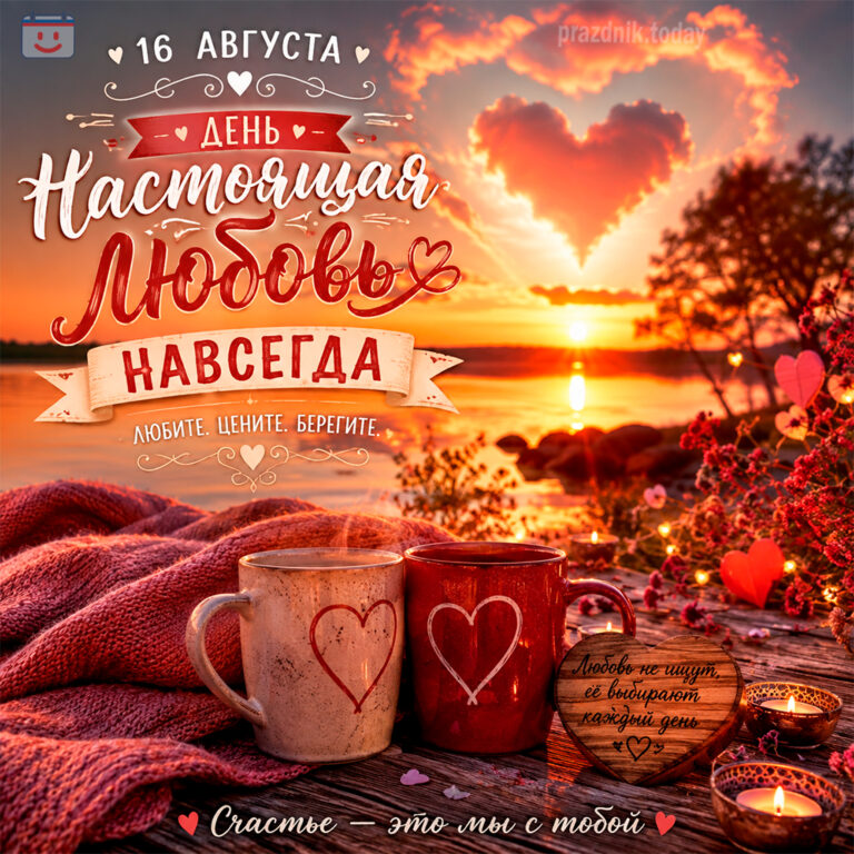 Открытка ко дню «Настоящая любовь навсегда» 16 августа