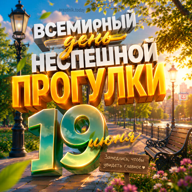 Открытка ко Всемирному дню неспешной прогулки 19 июня