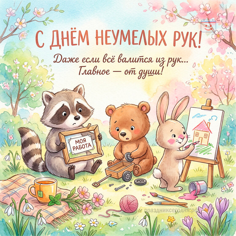 открытка ко дню неумелых рук 11 апреля