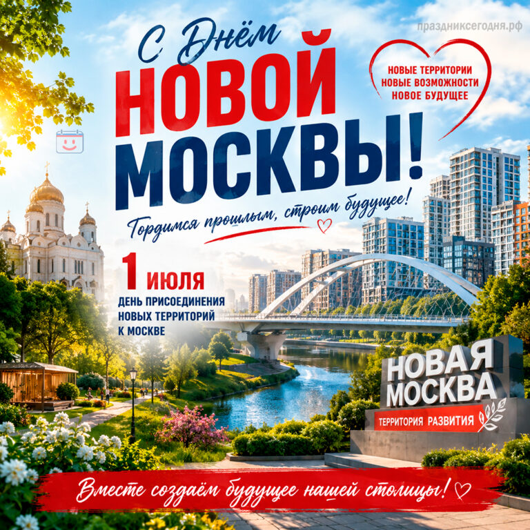 Открытка ко дню Новой Москвы 1 июля