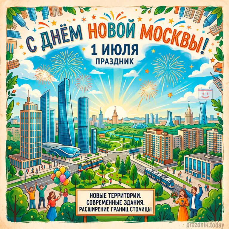 Открытка ко дню Новой Москвы 1 июля