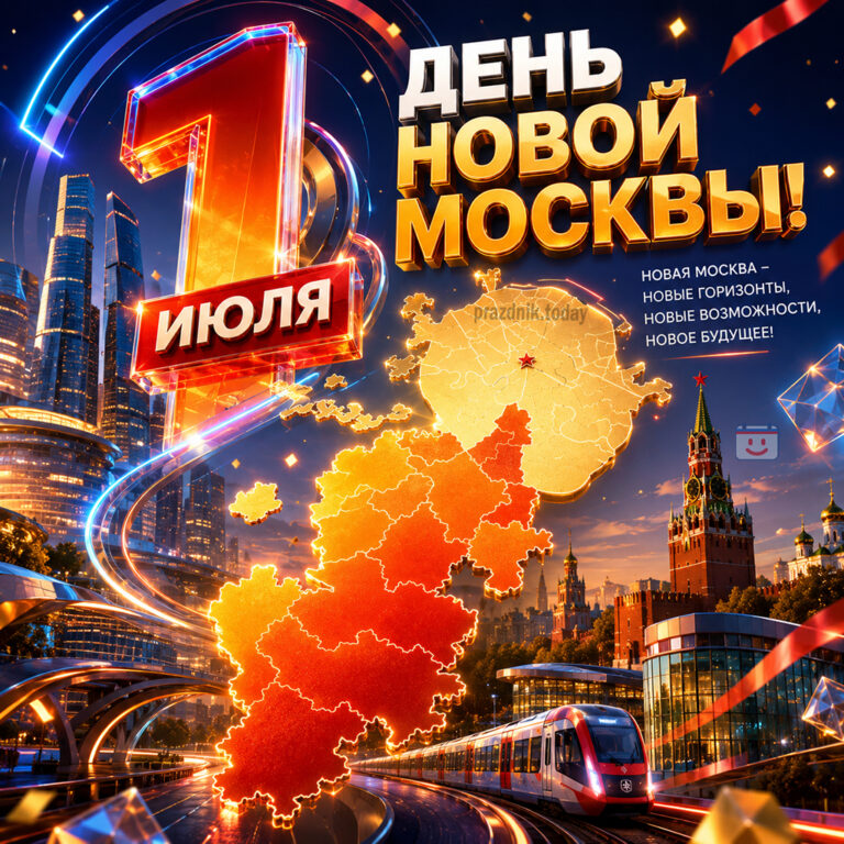 Открытка ко дню Новой Москвы 1 июля