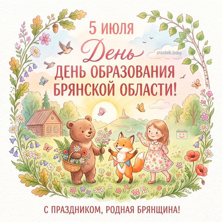 Открытка ко дню образования Брянской области 5 июля