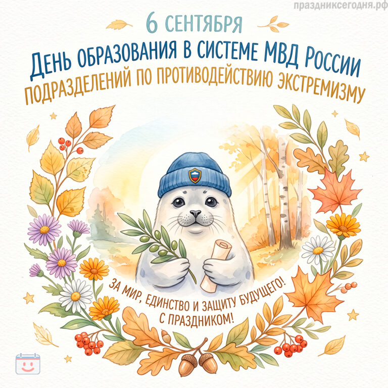 Открытка ко дню образования в системе МВД России подразделений по противодействию экстремизму 6 сентября