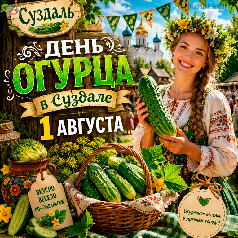 Открытка ко дню Огурца в Суздале 1 августа