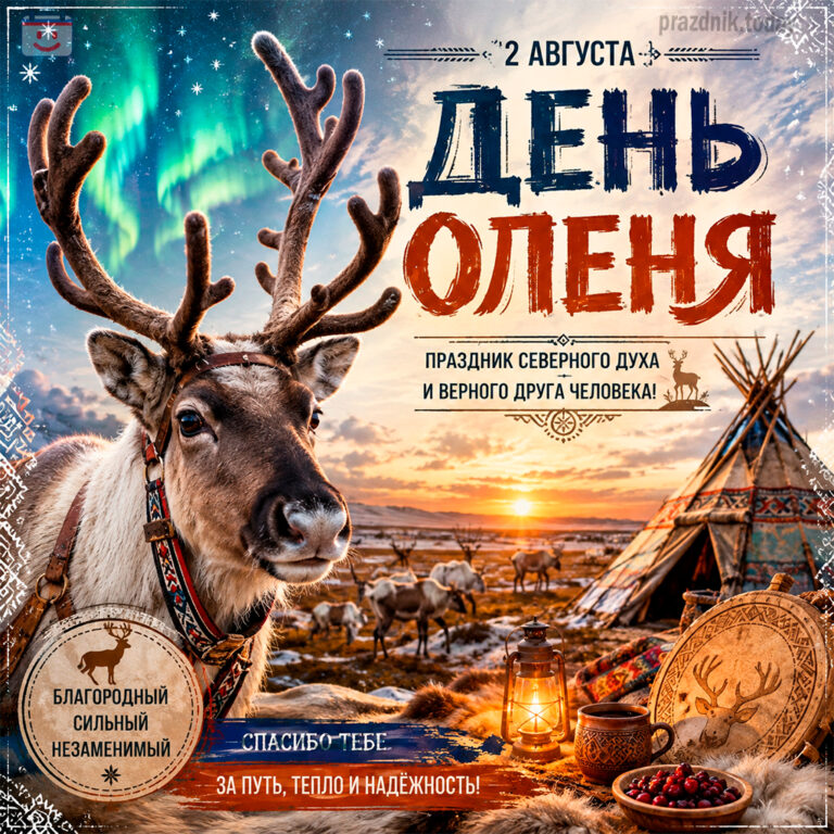 Открытка ко дню оленя 2 августа