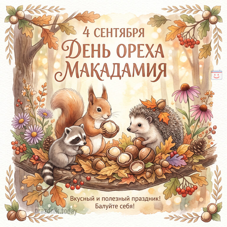Открытка ко дню ореха макадамия 4 сентября