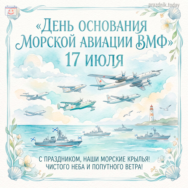 Открытка ко дню основания морской авиации ВМФ 17 июля