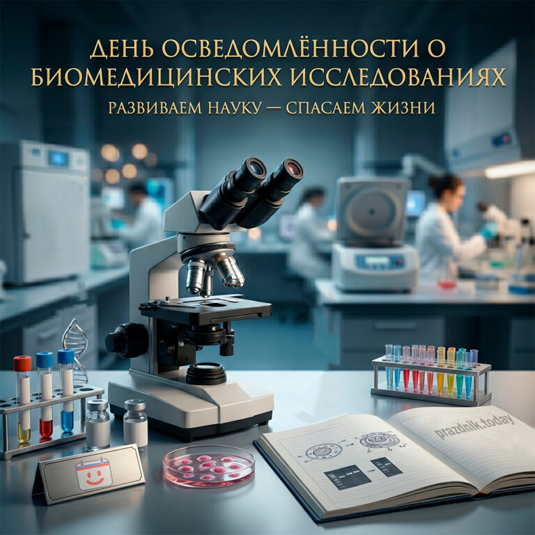 открытка ко дню осведомлённости о биомедицинских исследованиях