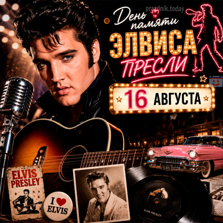Открытка ко дню памяти Элвиса Пресли 16 июля