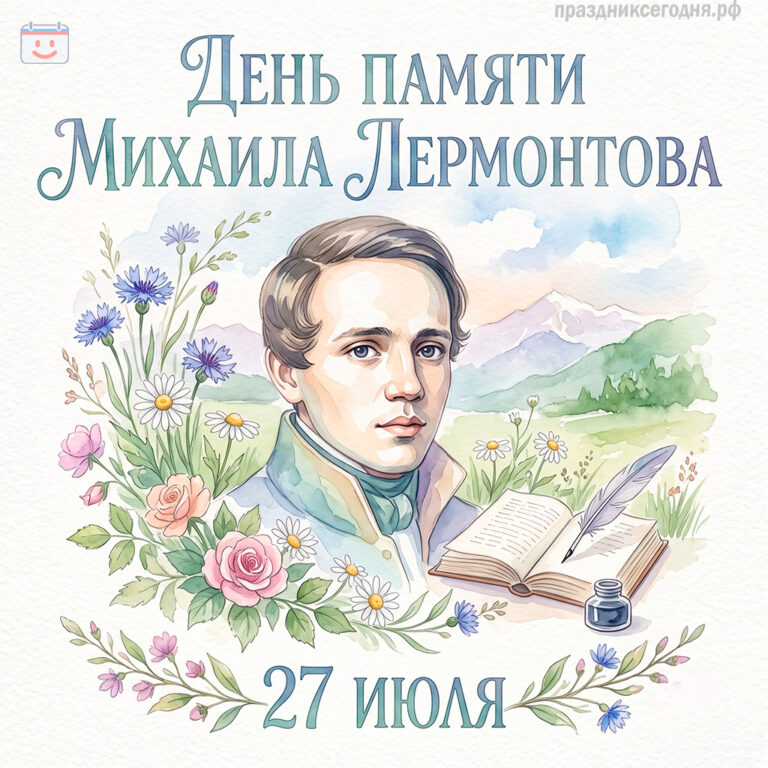 Открытка ко дню памяти Михаила Лермонтова 27 июля