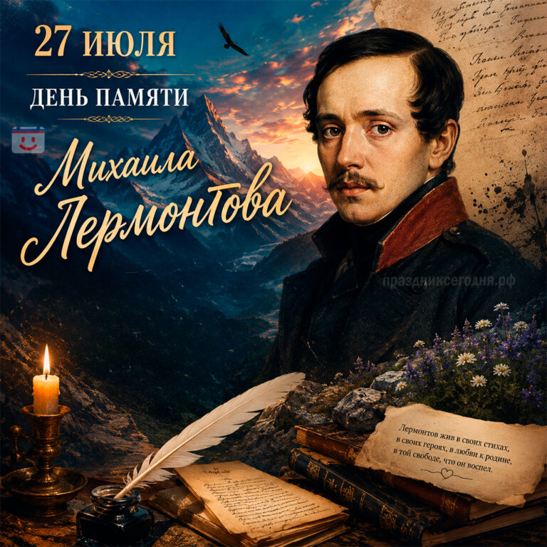 Открытка ко дню памяти Михаила Лермонтова 27 июля