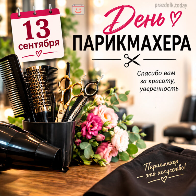 Открытка ко дню парикмахера 13 сентября