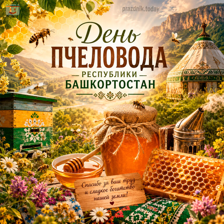 Открытка ко дню пчеловода Республики Башкортостан