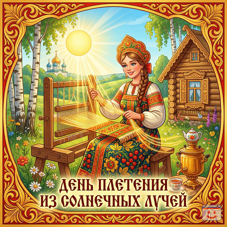 Открытка ко дню плетения из солнечных лучей 12 апреля