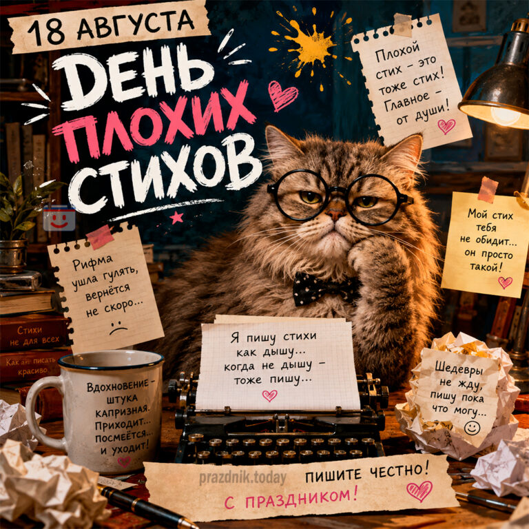 Открытка ко дню плохих стихов 18 августа