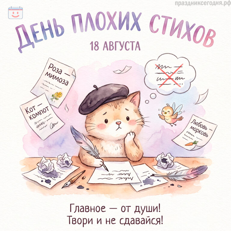 Открытка ко дню плохих стихов 18 августа
