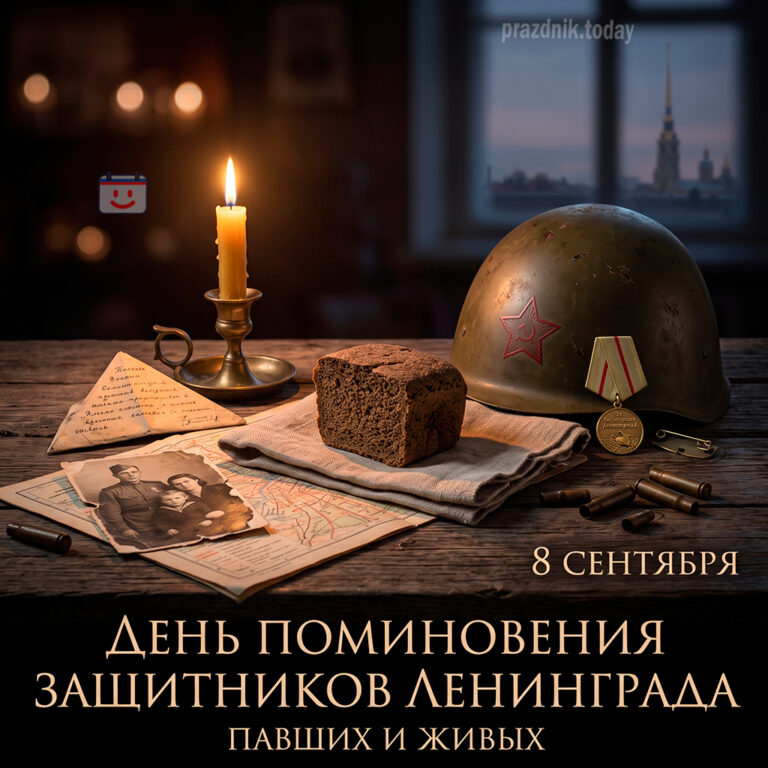 Открытка ко дню поминовения в память защитников Ленинграда, павших и живых 8 сентября