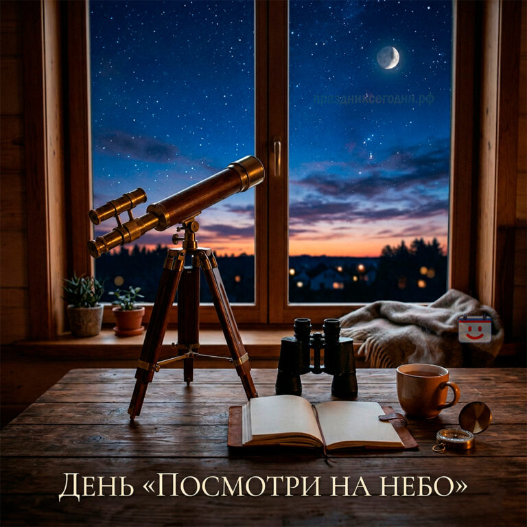 открытка ко дню «Посмотри на небо» 14 апреля