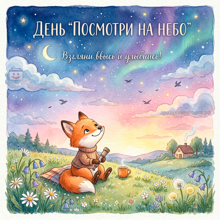 открытка ко дню «Посмотри на небо» 14 апреля
