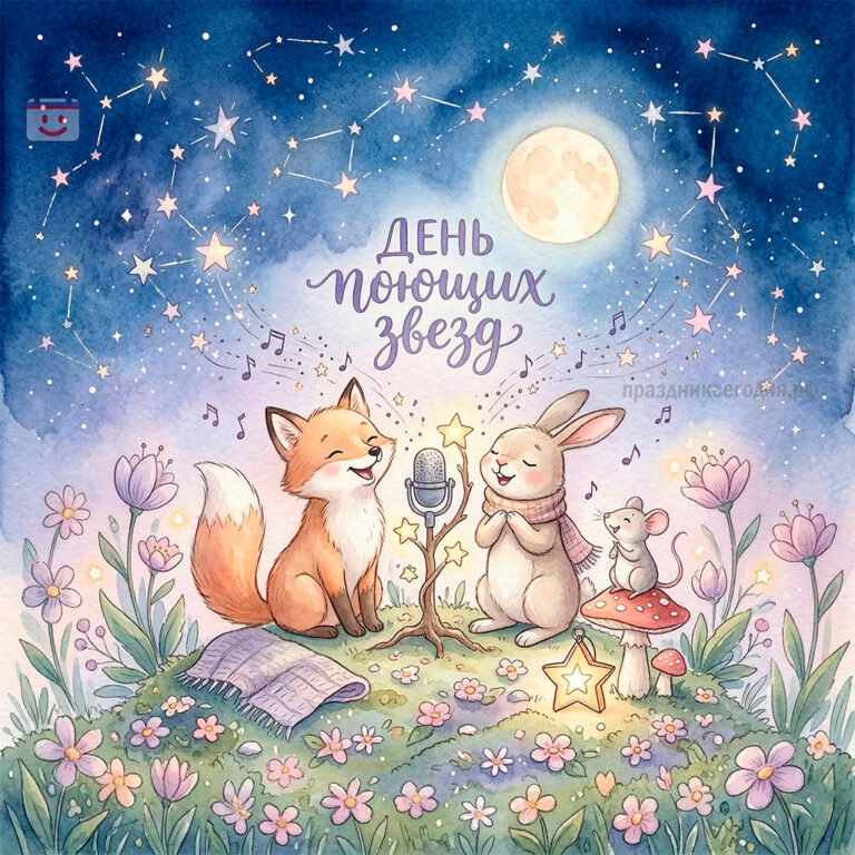 открытка с днём поющих звезд 5 декабря