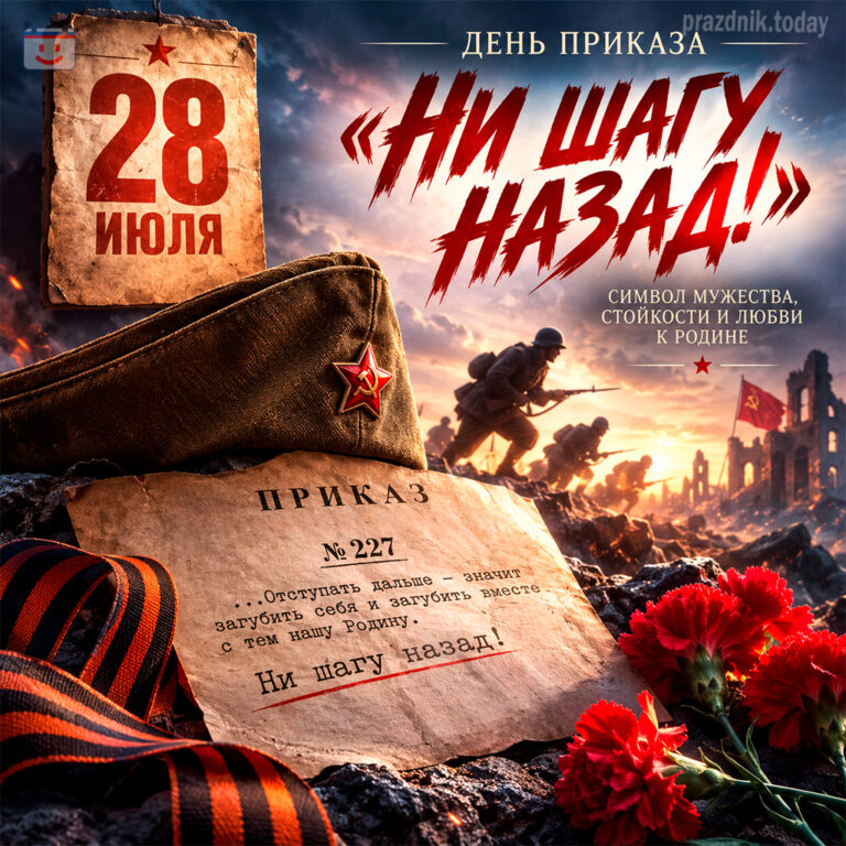 Открытка ко дню приказа «Ни шагу назад!» 28 июля
