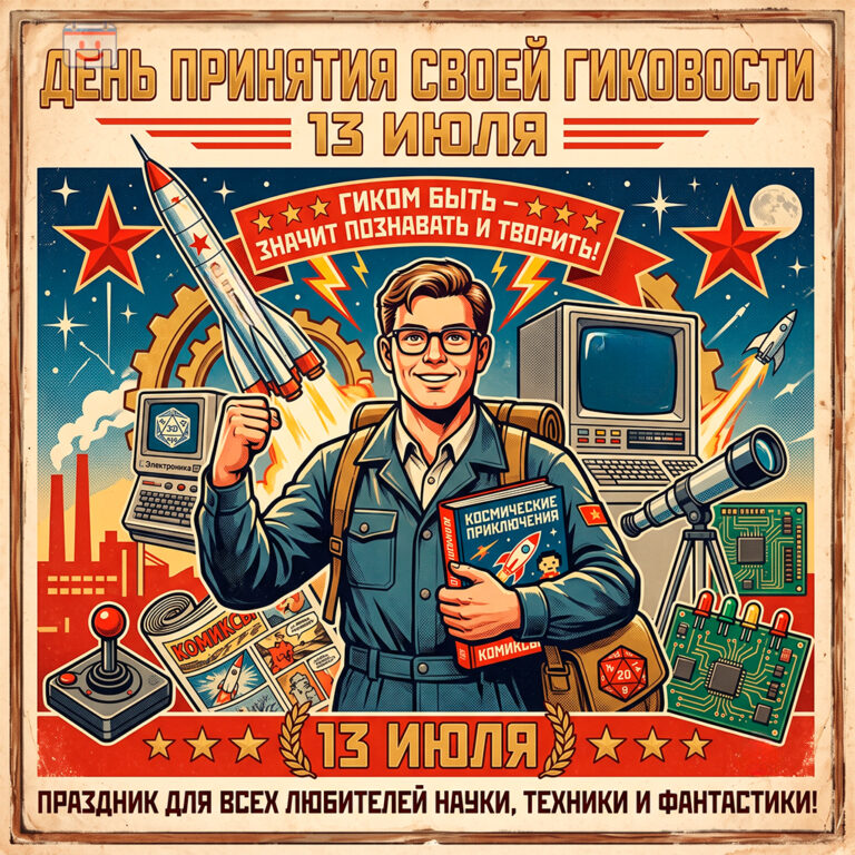 Открытка ко дню принятия своей гиковости 13 июля