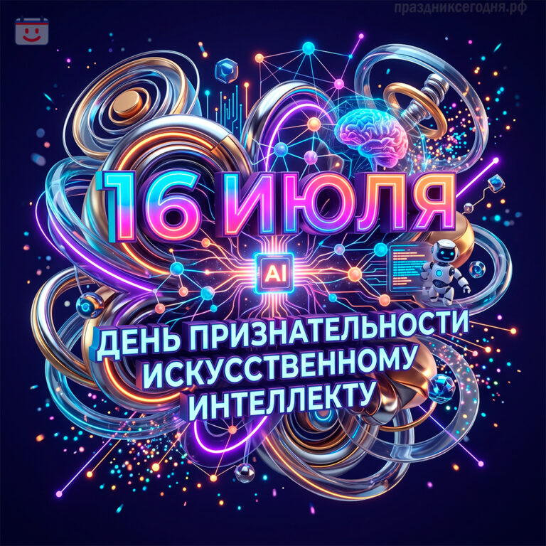 Открытка ко дню признательности искусственному интеллекту 16 июля