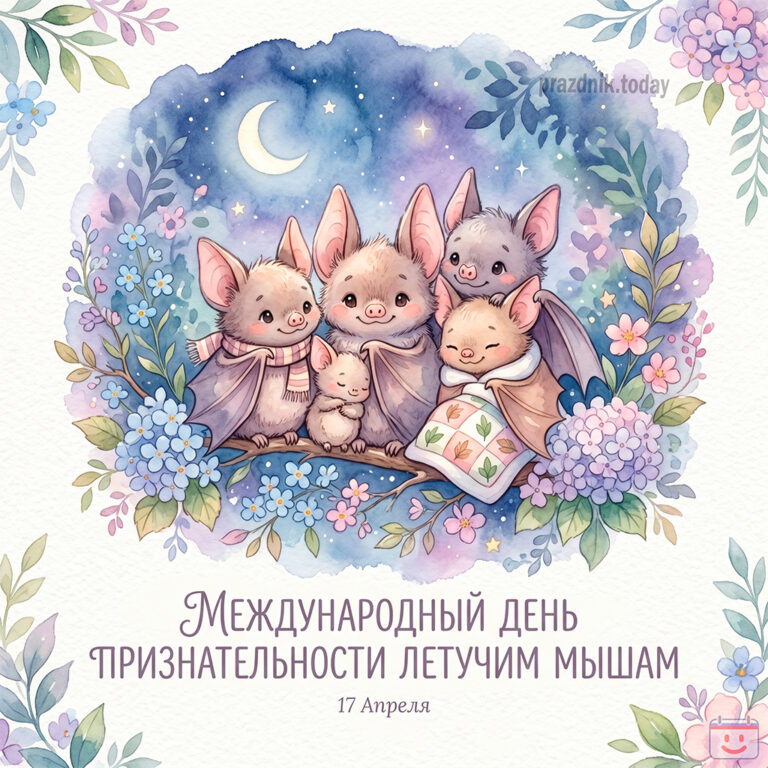 открытка ко дню признательности летучим мышам 17 апреля