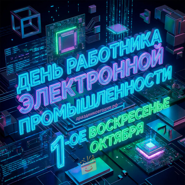 день работника электронной промышленности 1-ое воскресенье октября открытка праздник