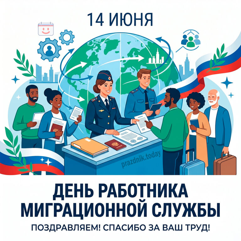 Открытка ко дню работника миграционной службы 14 июня