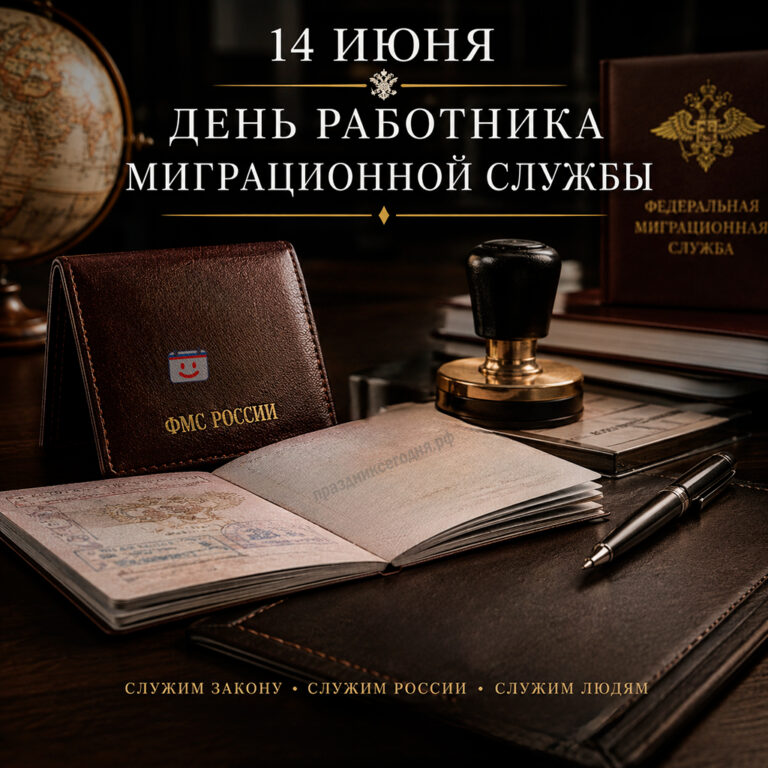 Открытка ко дню работника миграционной службы 14 июня