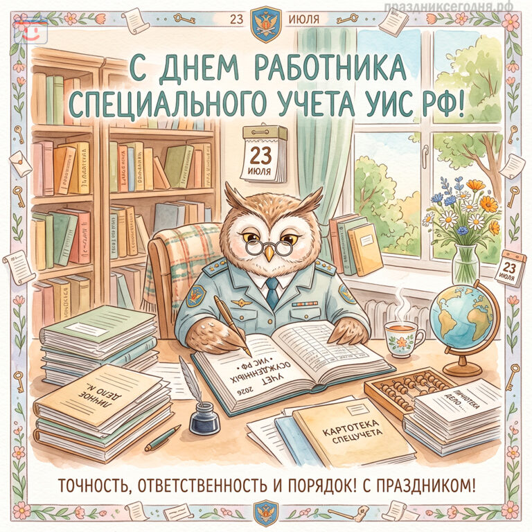 Открытка ко дню работника специального учета уголовно-исполнительной системы РФ 23 июля