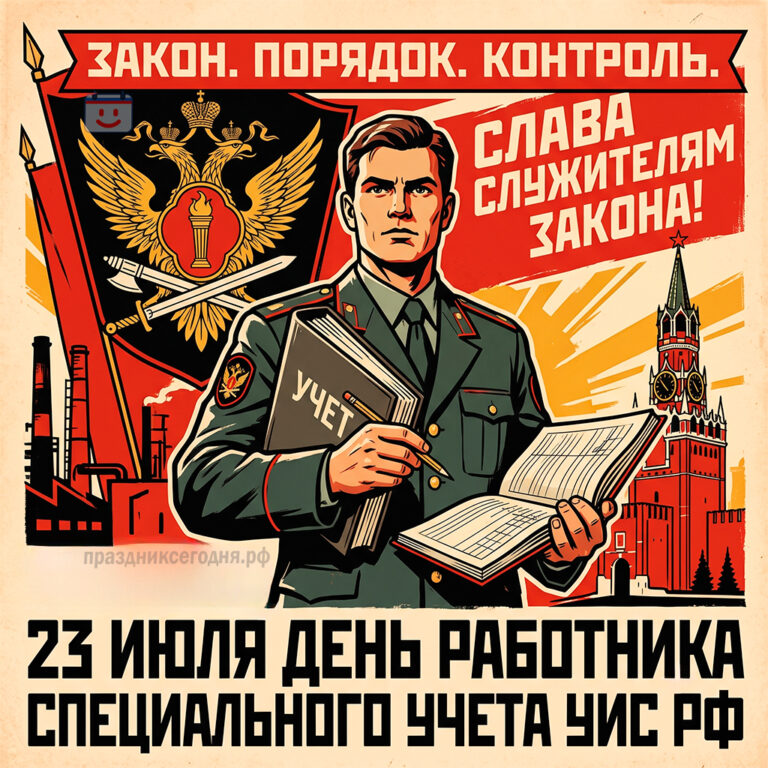Открытка ко дню работника специального учета уголовно-исполнительной системы РФ 23 июля