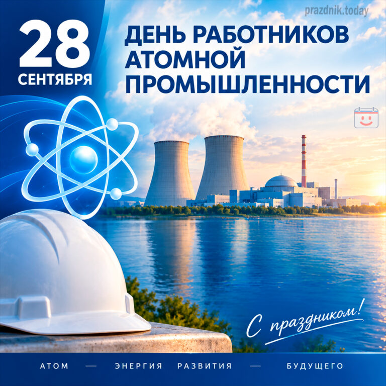 Открытка ко дню работников атомной промышленности 28 сентября