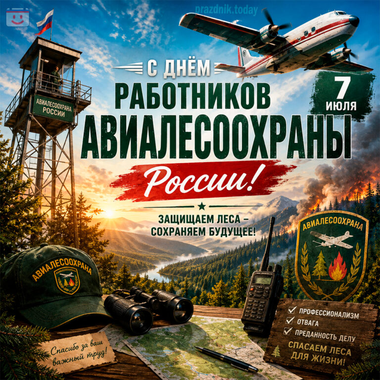 Открытка ко дню работников авиалесоохраны России 7 июля