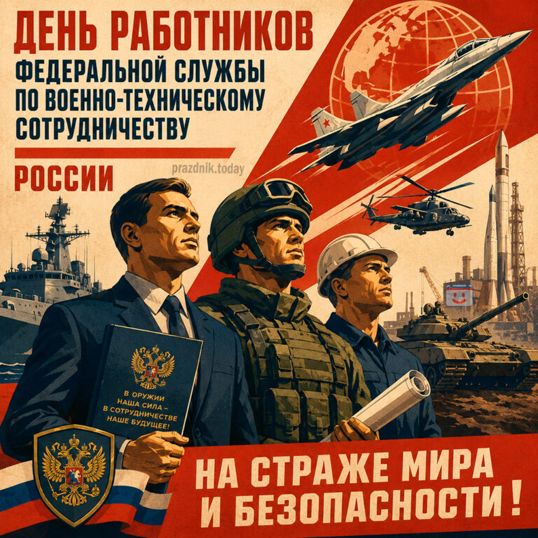 Открытка ко дню работников Федеральной службы по военно-техническому сотрудничеству России 8 мая