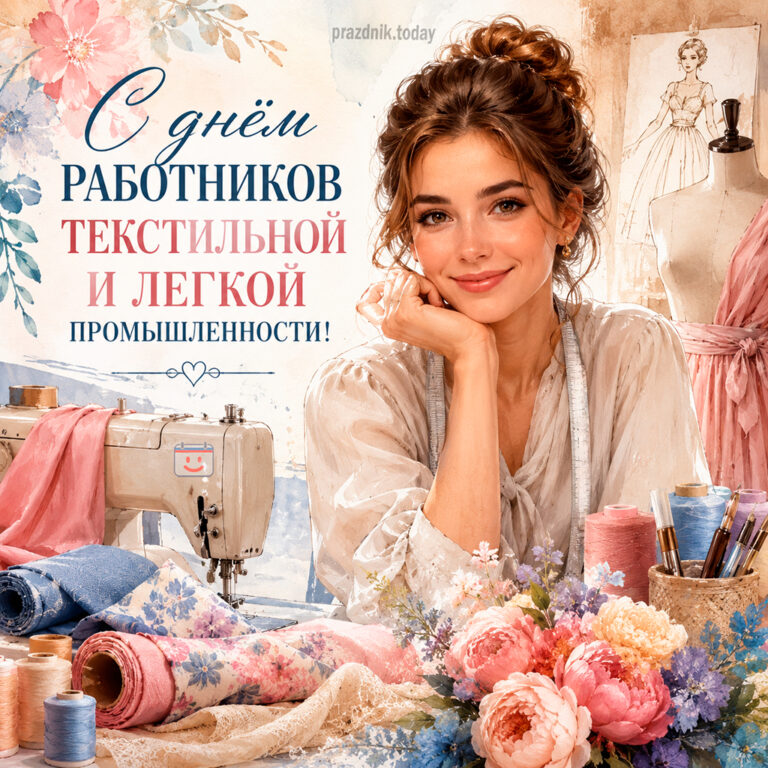 Открытка ко дню работников текстильной и легкой промышленности