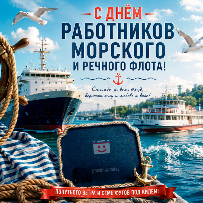 Открытка ко дню работников морского и речного флота
