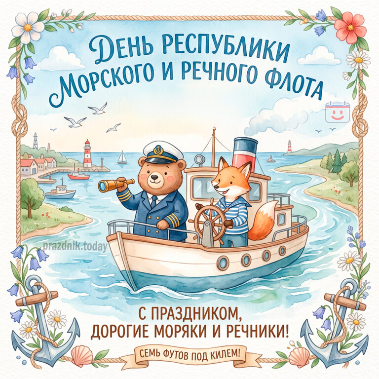 Открытка ко дню работников морского и речного флота