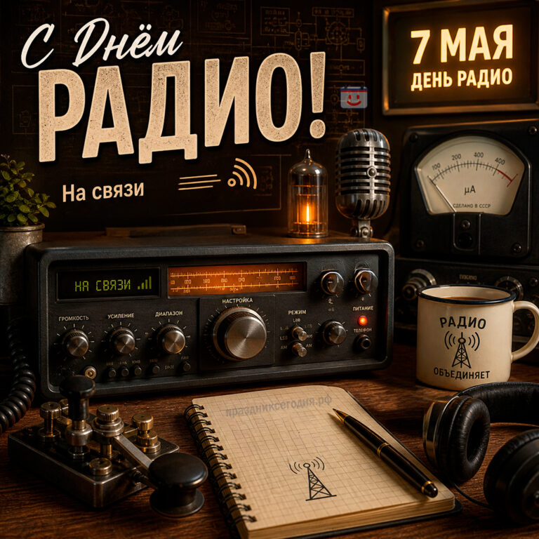 Открытка ко дню радио 7 мая