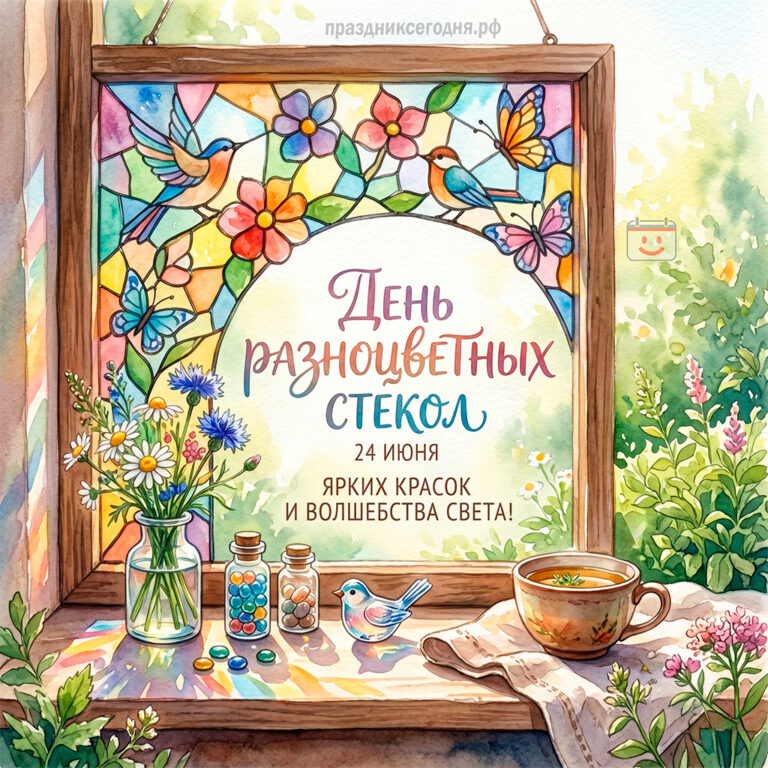Открытка ко дню разноцветных стекол 24 июня