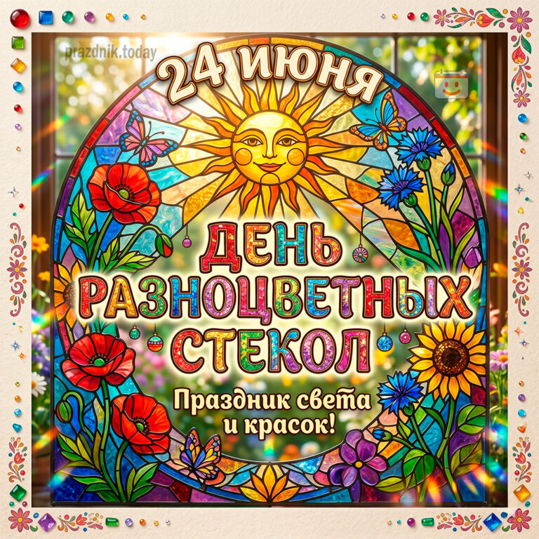 Открытка ко дню разноцветных стекол 24 июня