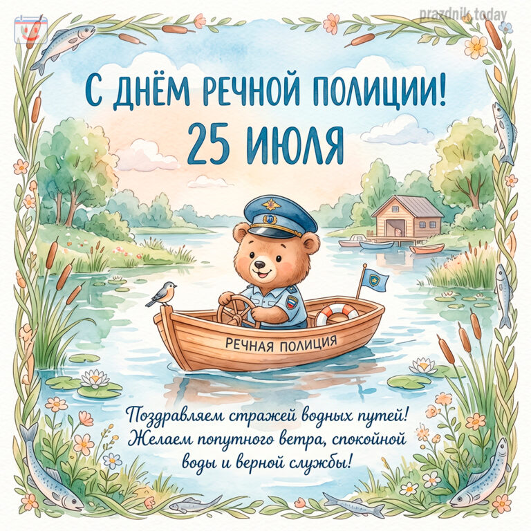 Открытка ко дню речной полиции 25 июля