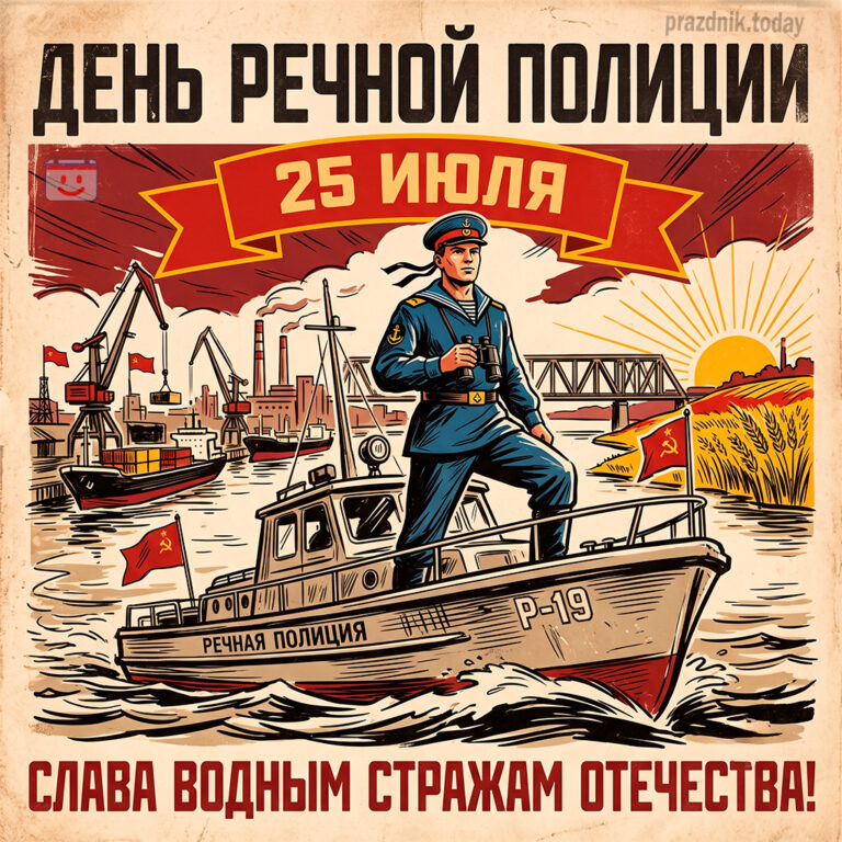 Открытка ко дню речной полиции 25 июля